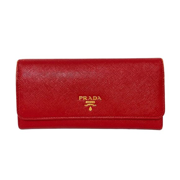 PRADA - Red Leather Long Wallet 157-071825 - Picture 1 of 10